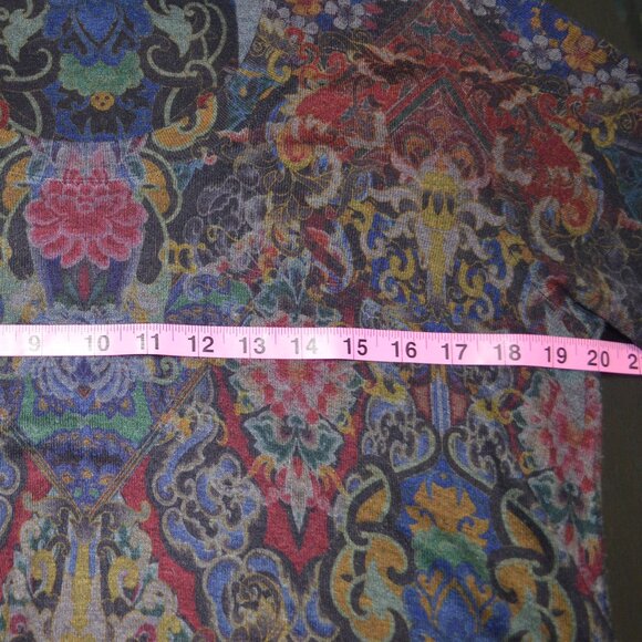 Soft Surroundings Floral Knit Tunic Medium Asymmetrical Hem Colorful Cozy Casual - Picture 3 of 4